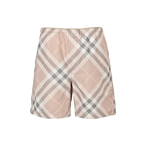 Burberry Diagonal Plaid Beach Shorts