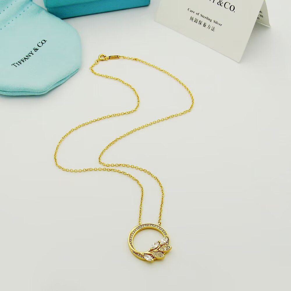 Tiffany Diamond-set vine hoop necklace