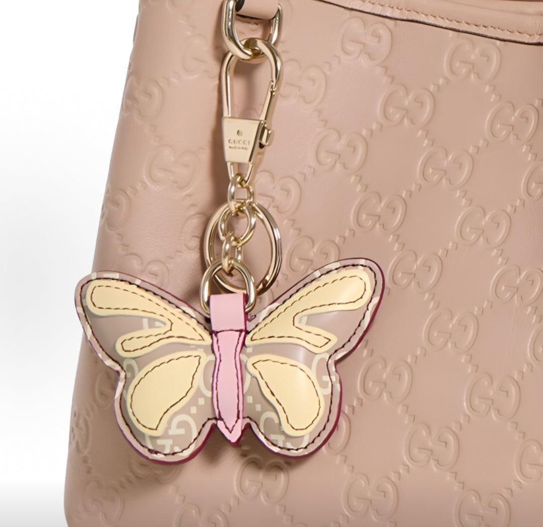 Gucci Gold-Plated Leather Keychain