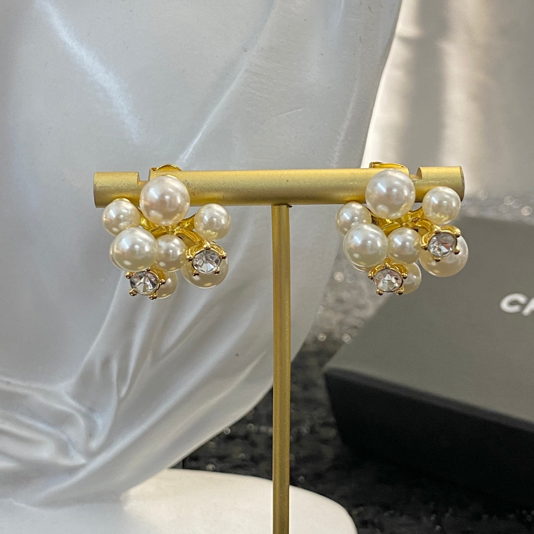 CELINE Pearl Floral Earrings
