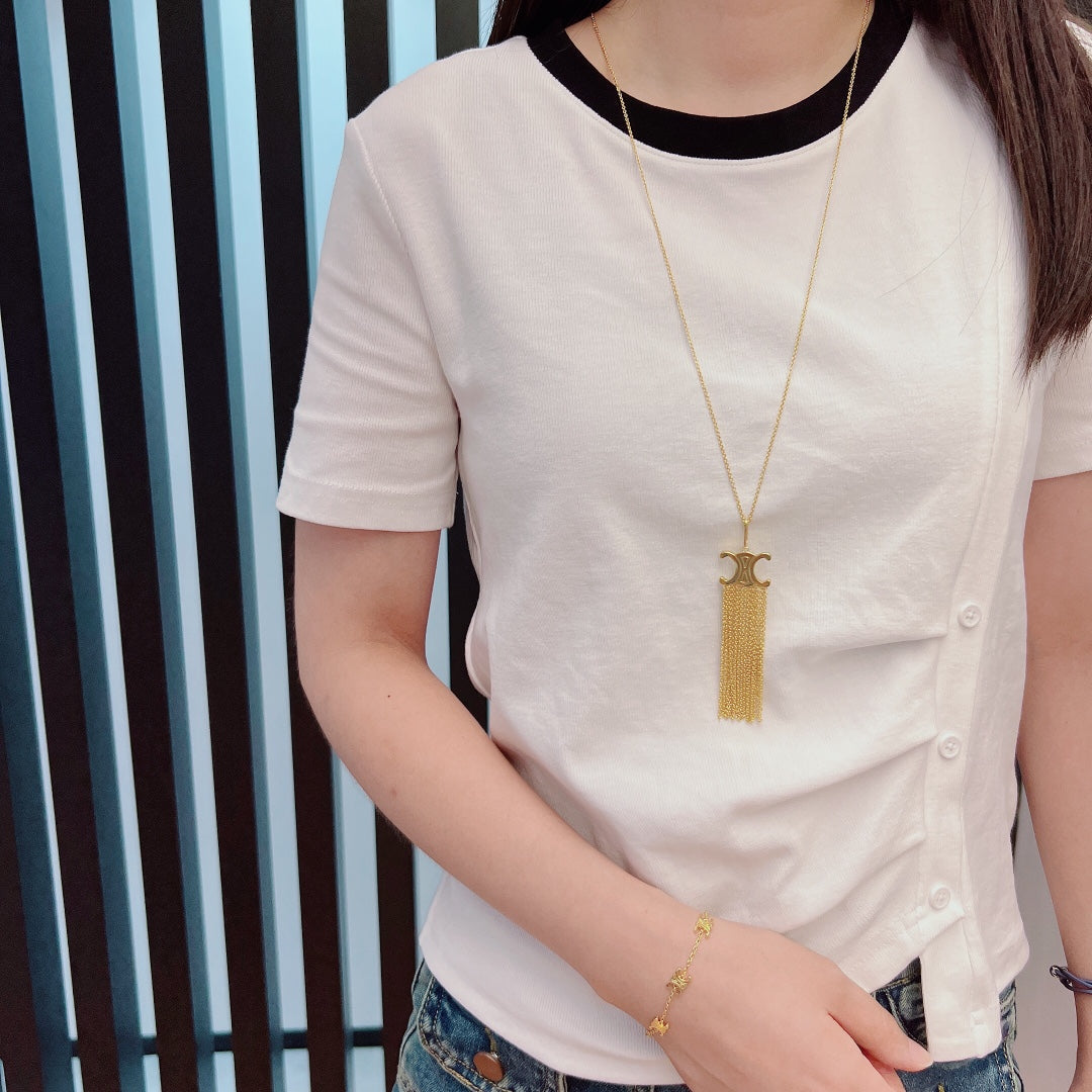 CELINE Brass Triomphe Necklace