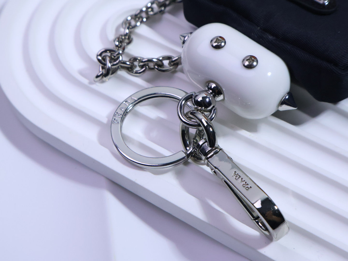 PRADA Triangle Logo Logo Detail Keychain