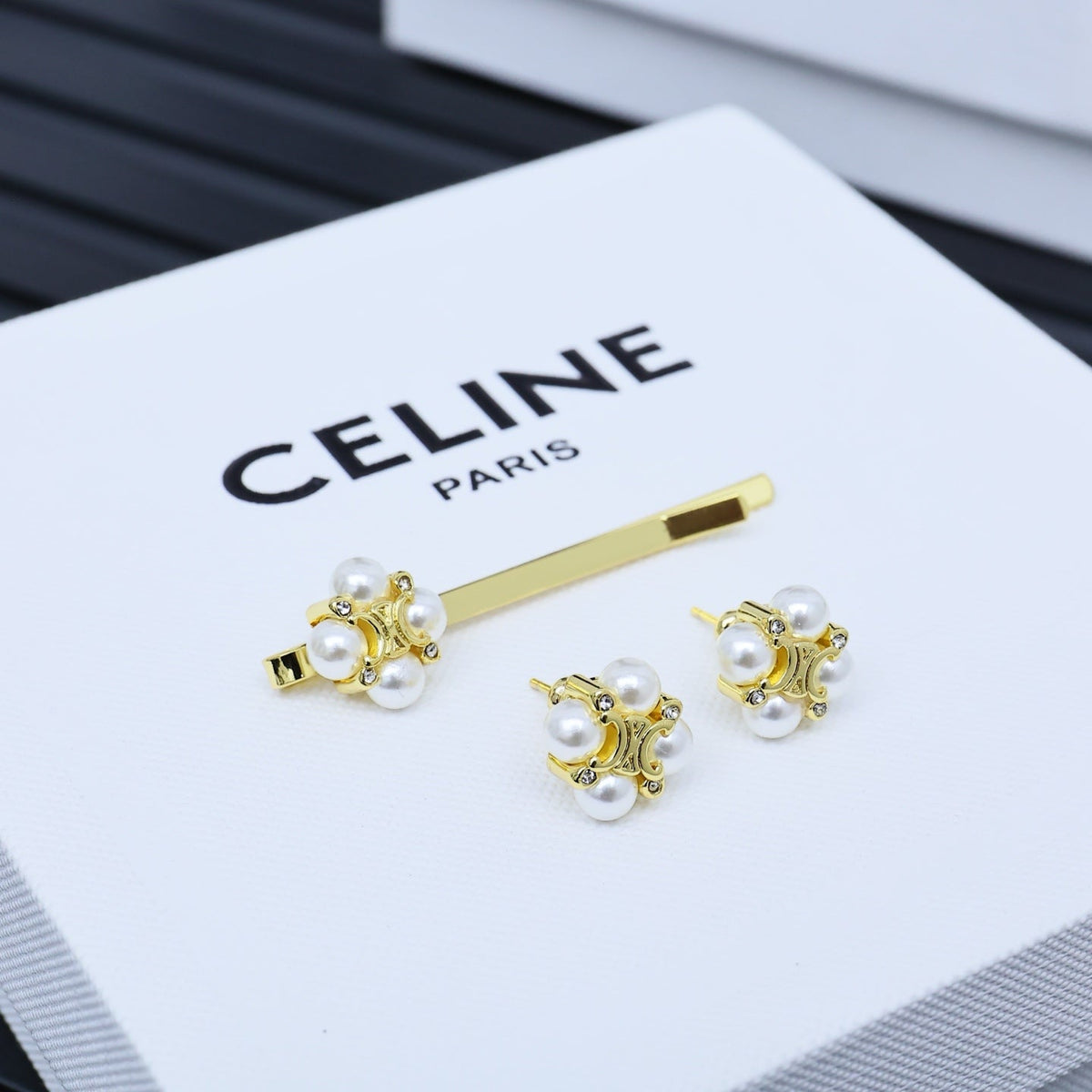 CELINE Pearl Crystal Earrings