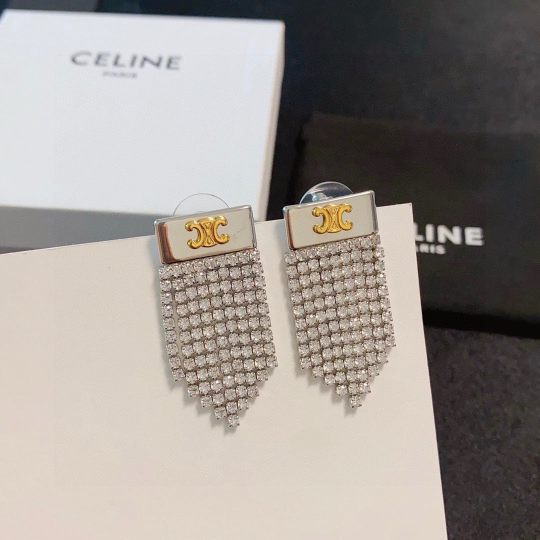 CELINE Crystal Triomphe Earrings