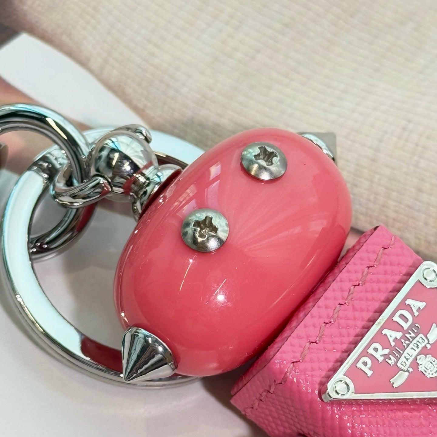 PRADA Enamel Leather Keychain