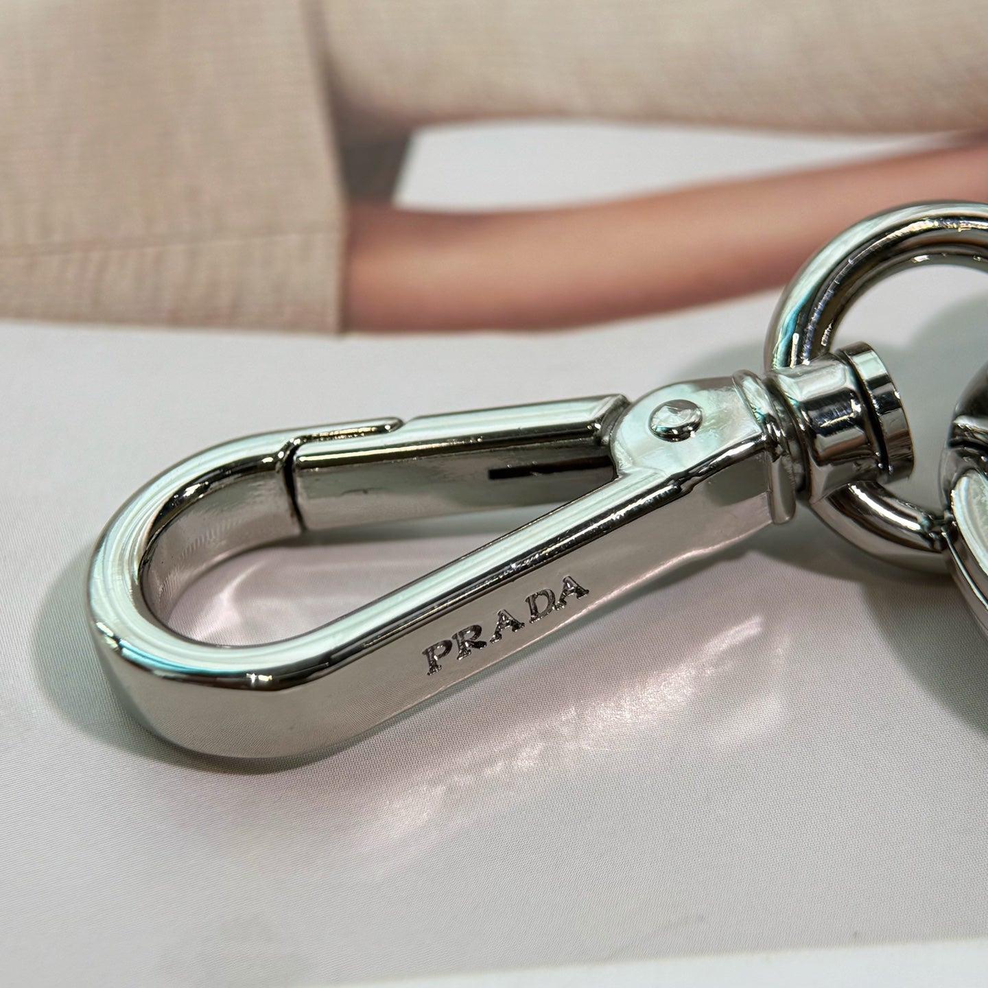 PRADA Enamel Leather Keychain