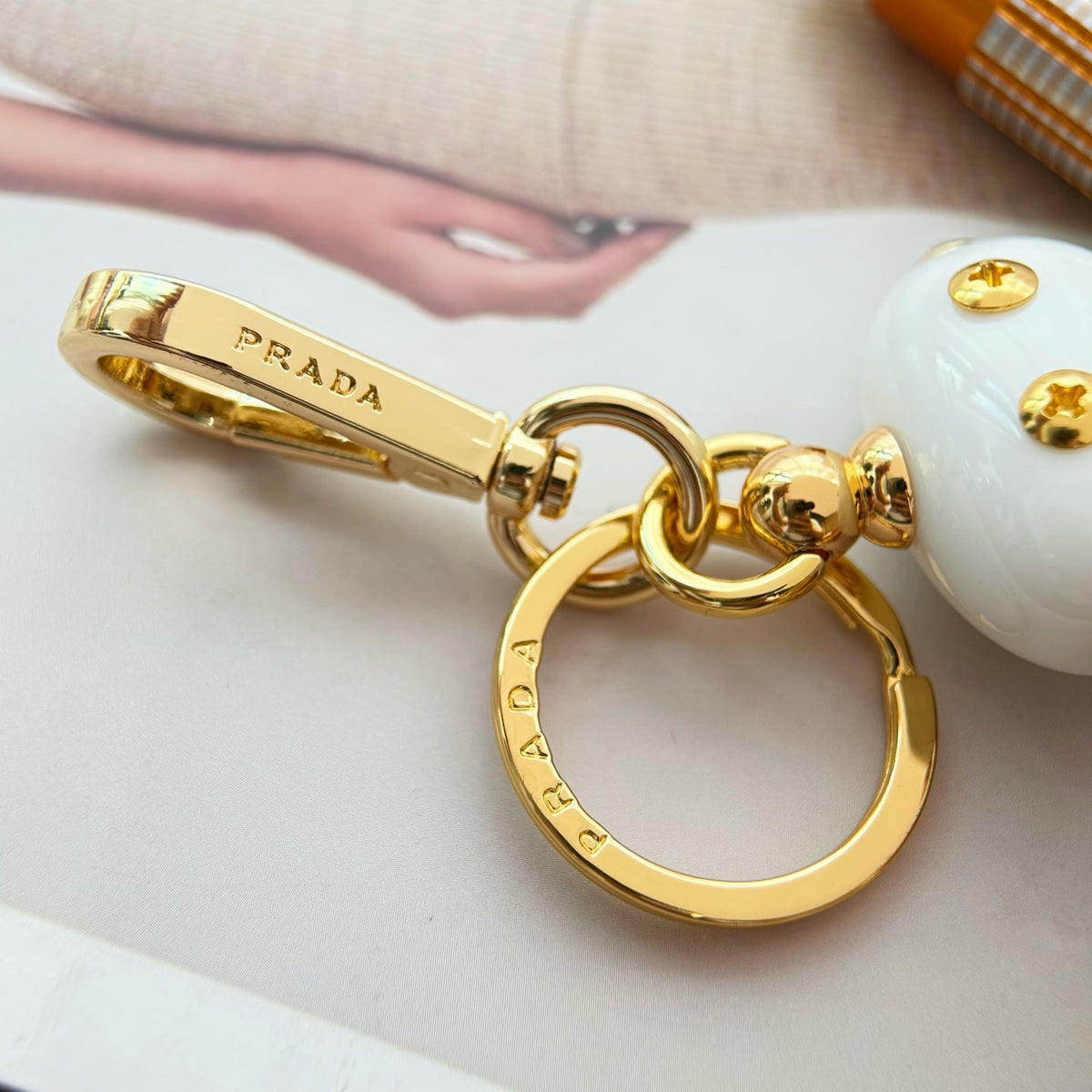 PRADA Enamel Leather Keychain