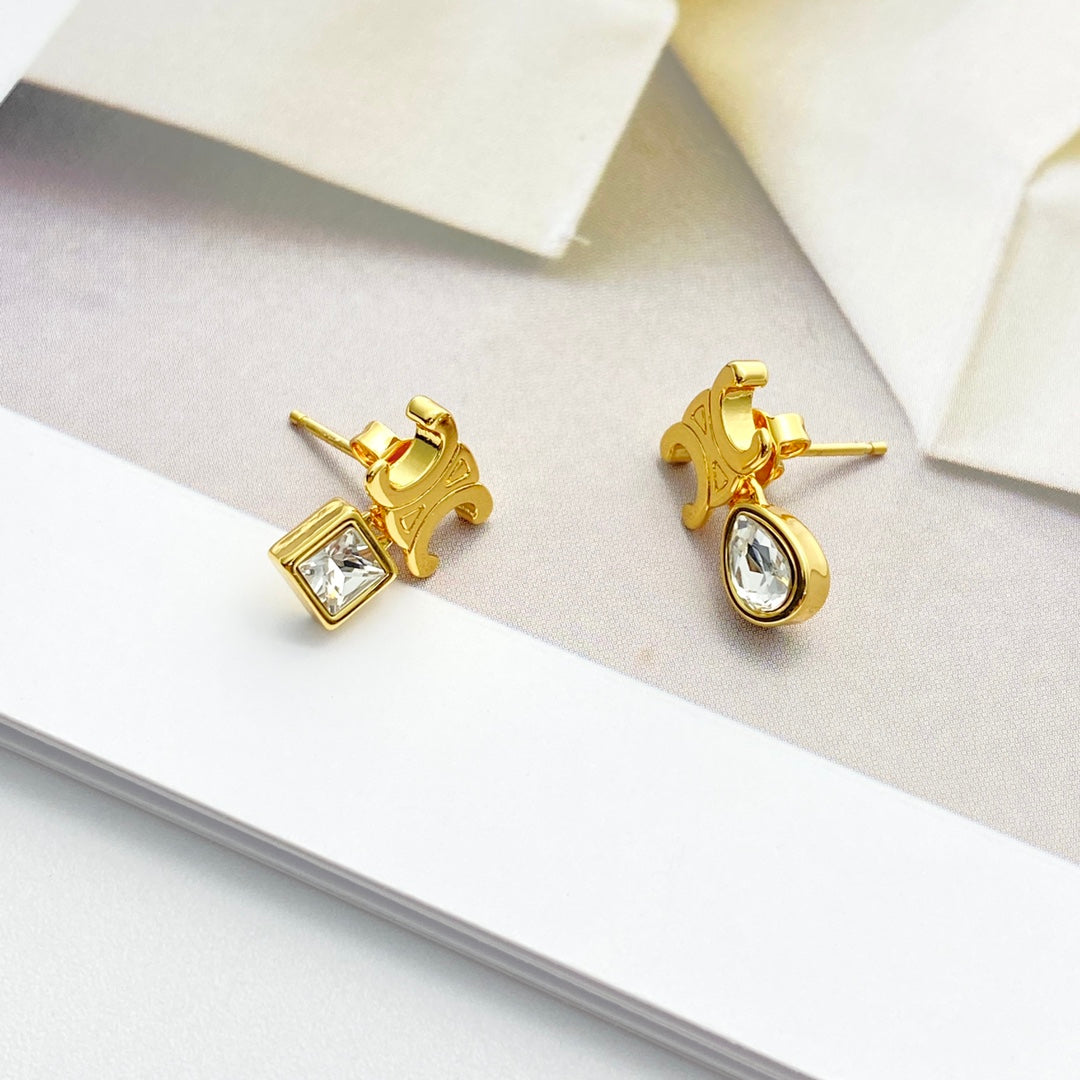 CELINE Crystal Triomphe Earrings