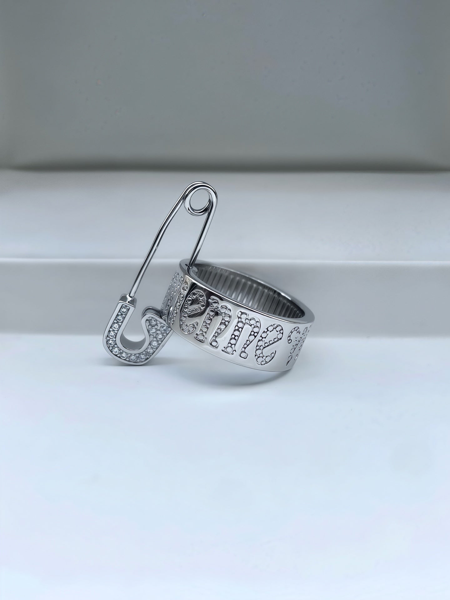 Safety Pin-Style Letter Ring