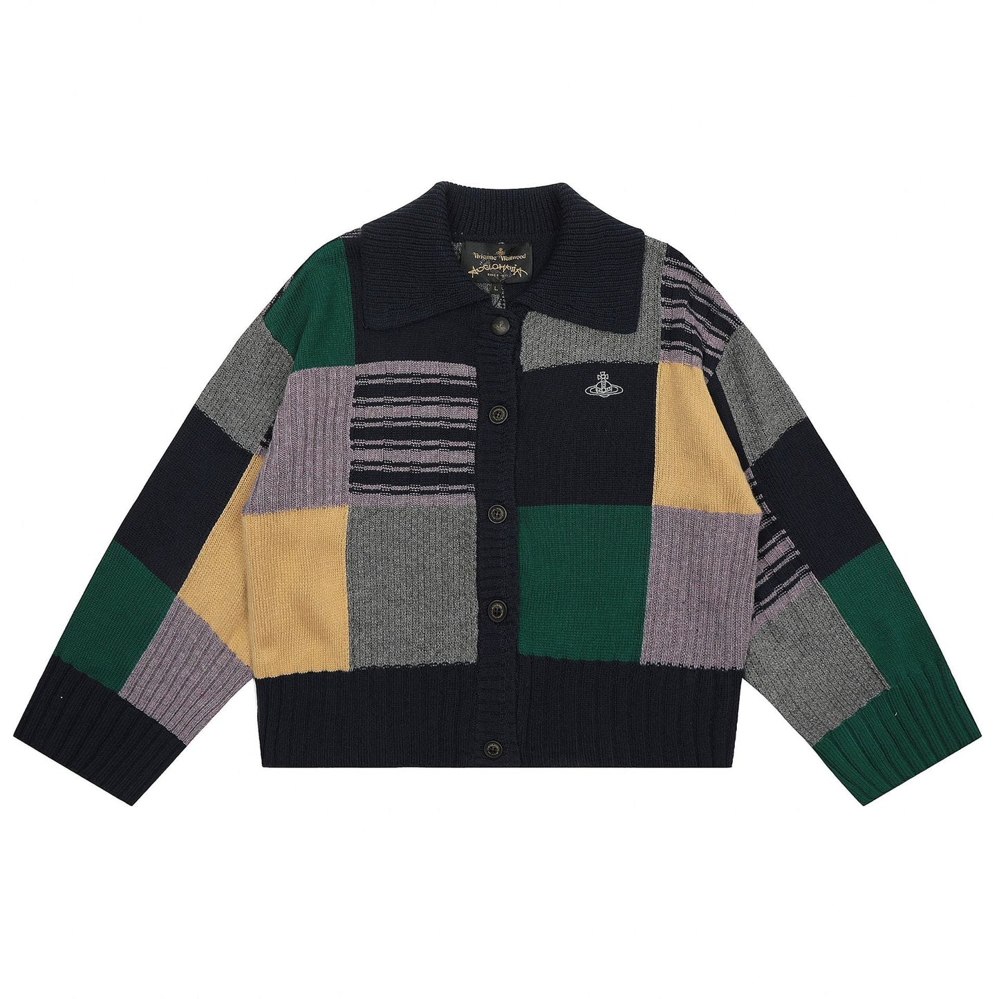 Color-block Lambswool Cardigan