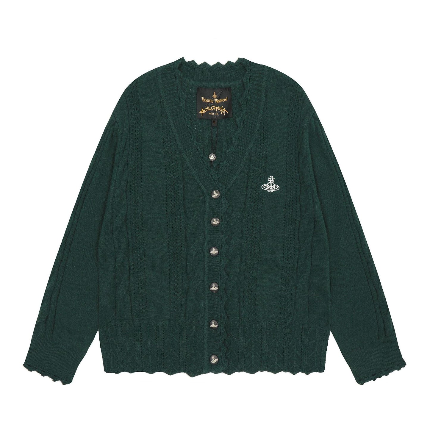 Lace-Trimmed Cotton-Wool Cardigan