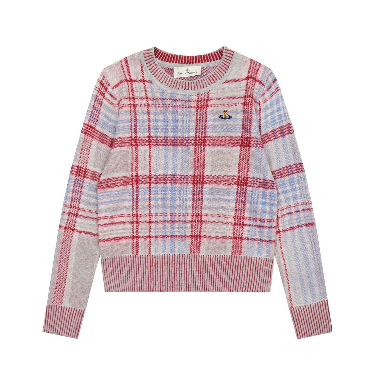 Plaid Cotton-Wool Sweater