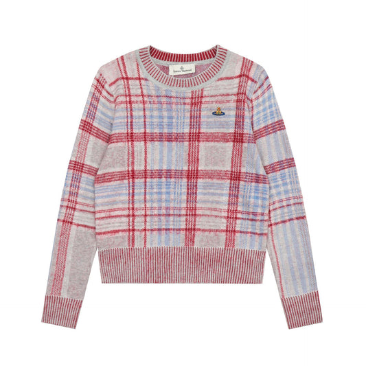 Plaid Cotton-Wool Sweater