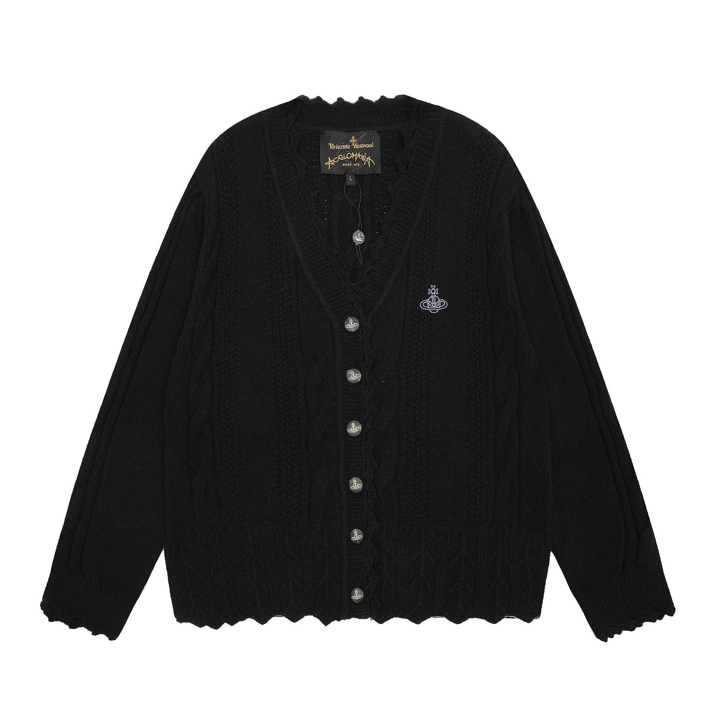 Lace-Trimmed Cotton-Wool Cardigan