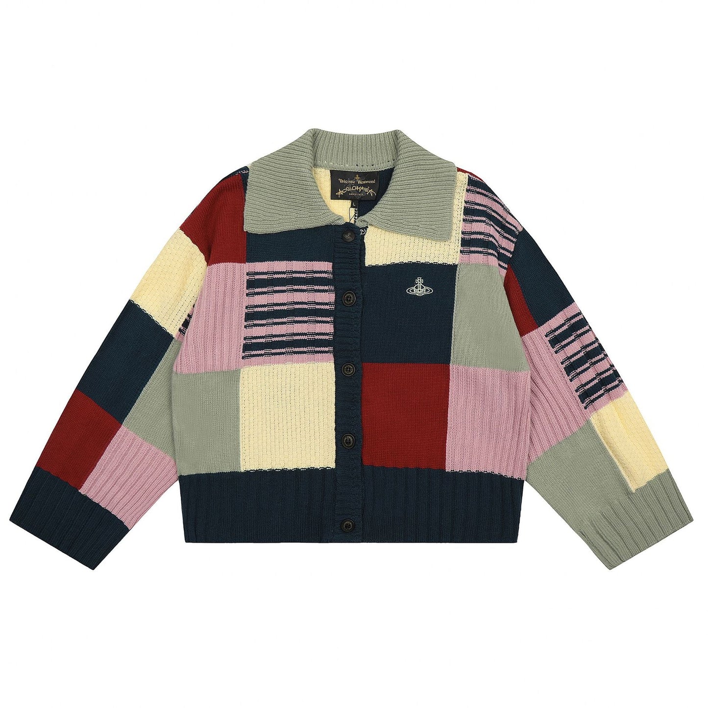 Color-block Lambswool Cardigan