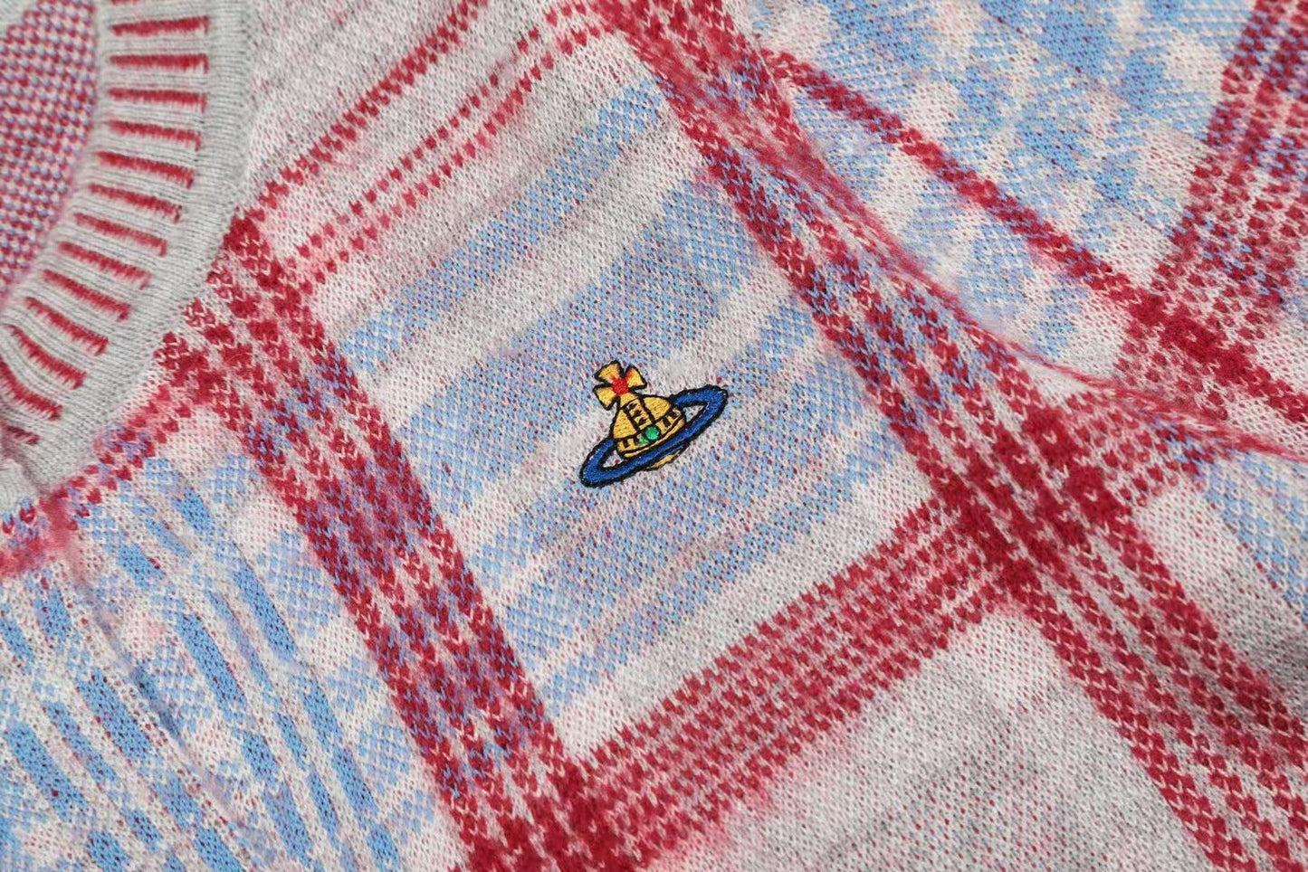 Plaid Cotton-Wool Cardigan
