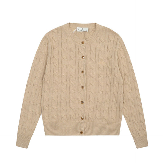 Solid-Color Cotton-Wool Cardigan