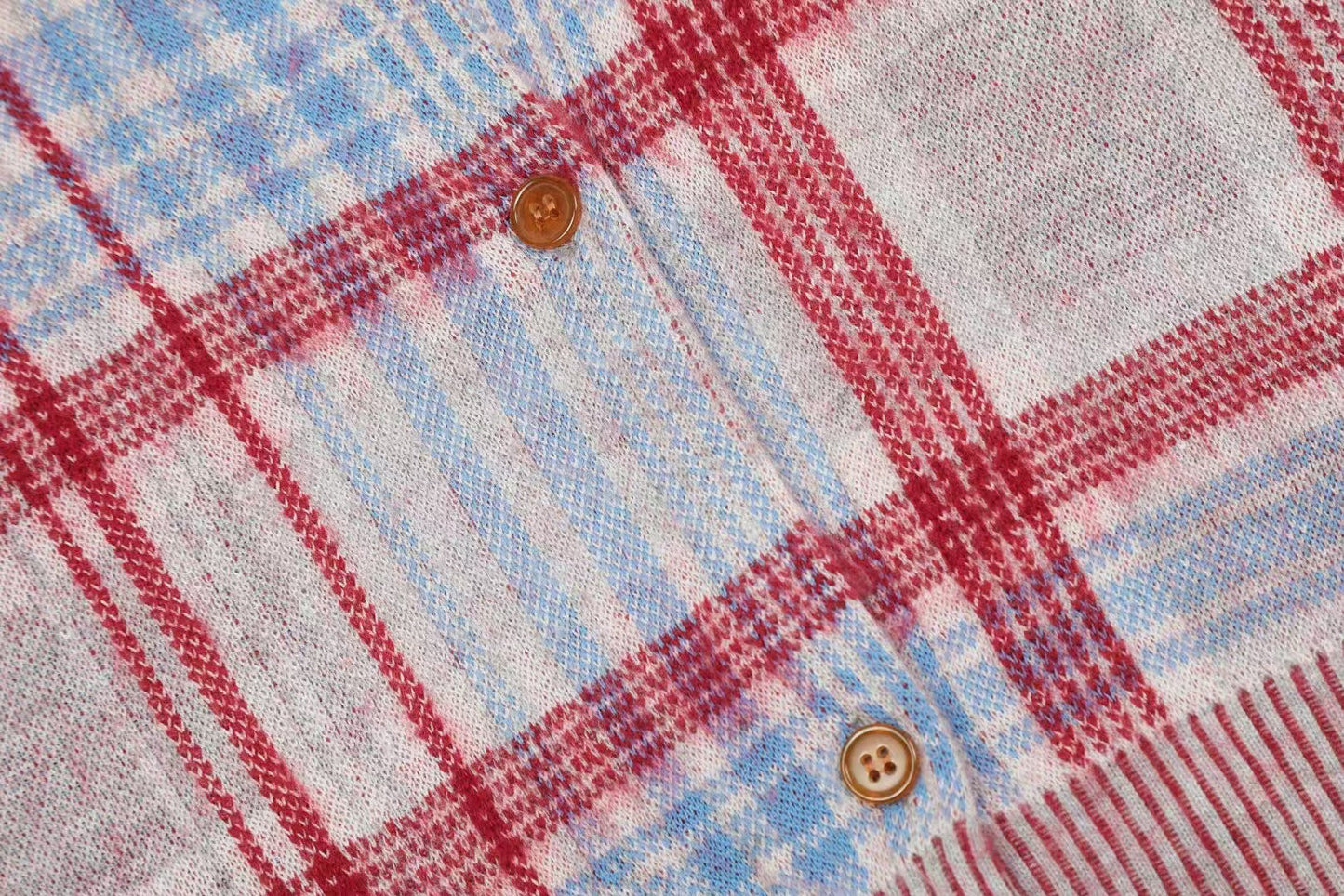 Plaid Cotton-Wool Cardigan