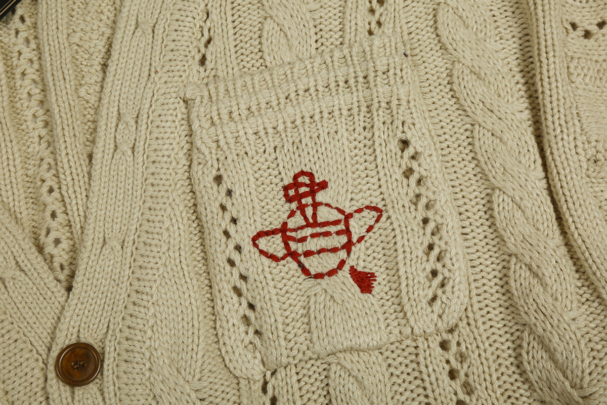 Solid-Color Cotton-Wool Cardigan