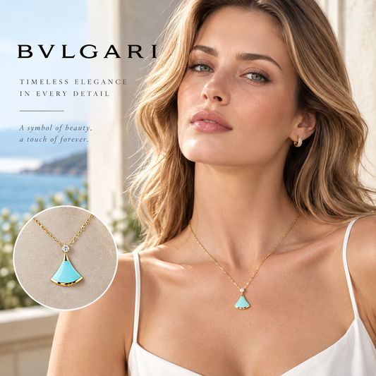 BVLGARI Turquoise Fan Pendant Necklace