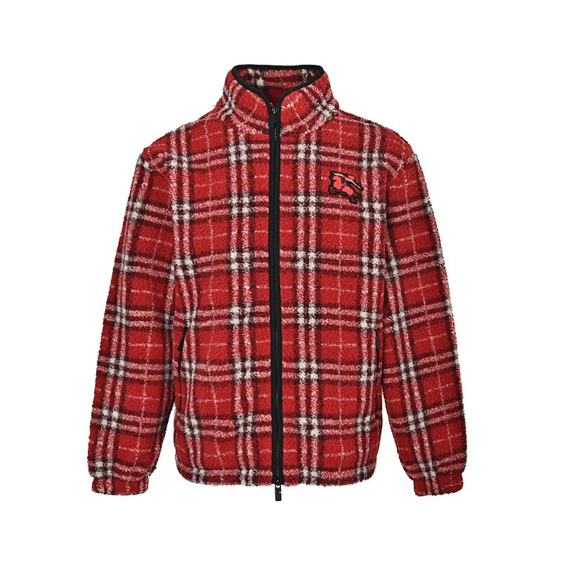 Burberry Red Plaid Suede Jacket