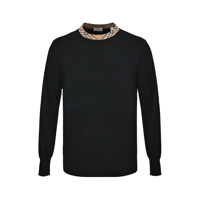 Burberry Checked-collar knitted wool sweater