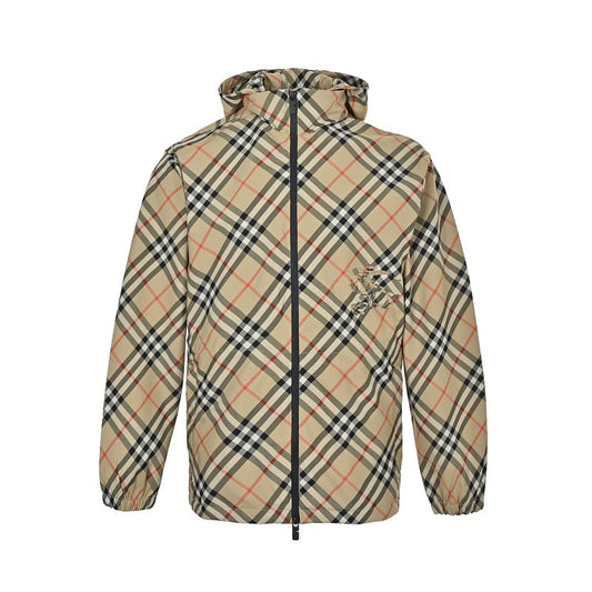 Burberry Plaid hooded jacket with cinched waist
