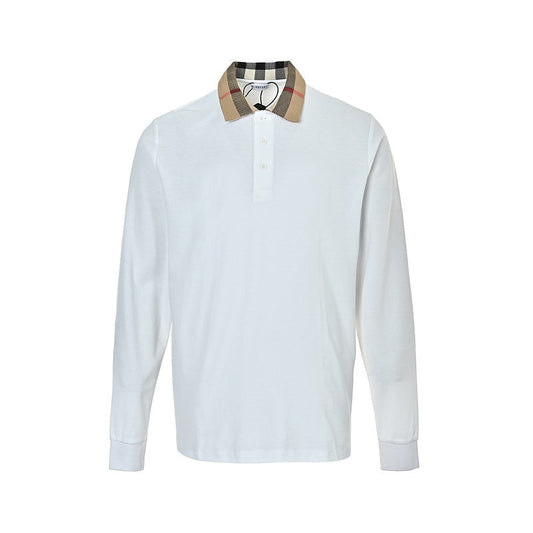 Burberry Long-Sleeve Polo with Checkered Collar