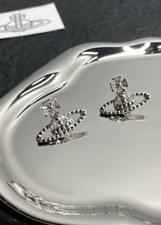 Minimalist Planet & Cross Stud Earrings