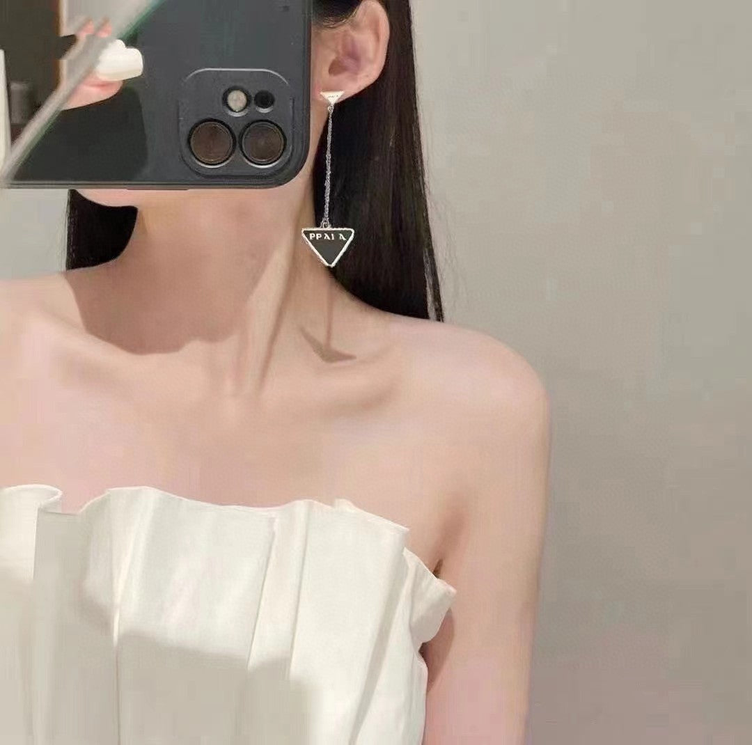 PRADA Logo Detail Chain Earrings