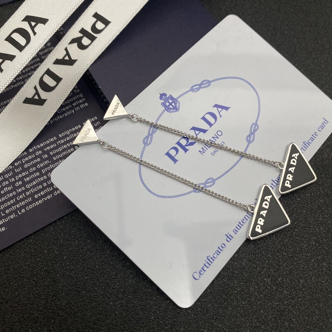 PRADA Logo Detail Chain Earrings