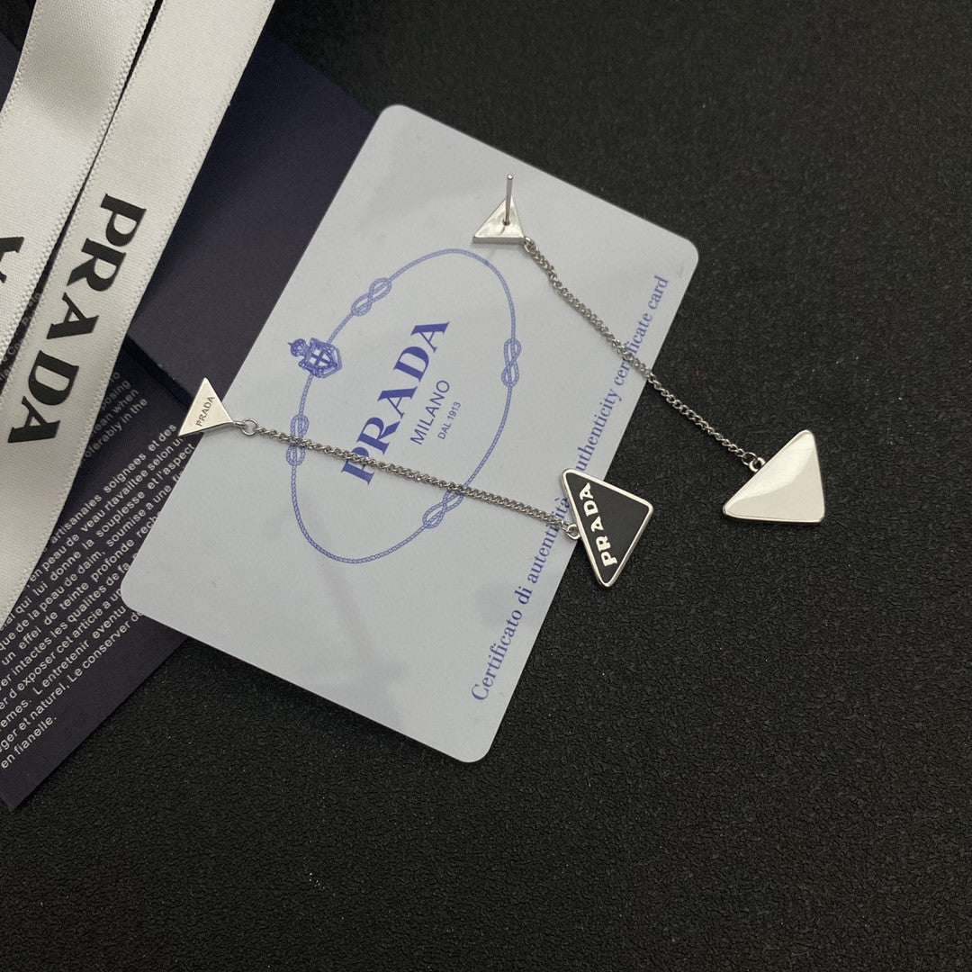 PRADA Logo Detail Chain Earrings