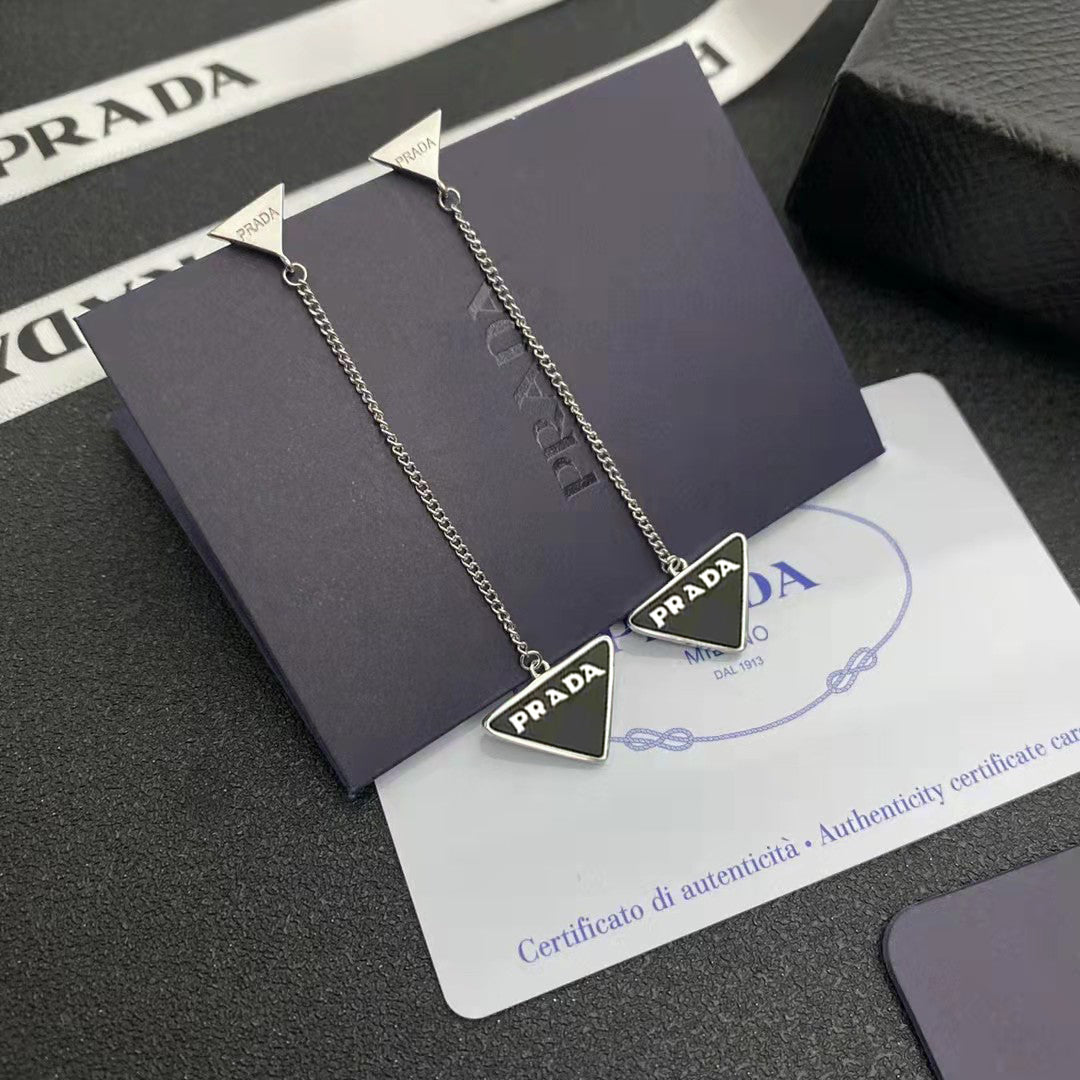 PRADA Logo Detail Chain Earrings