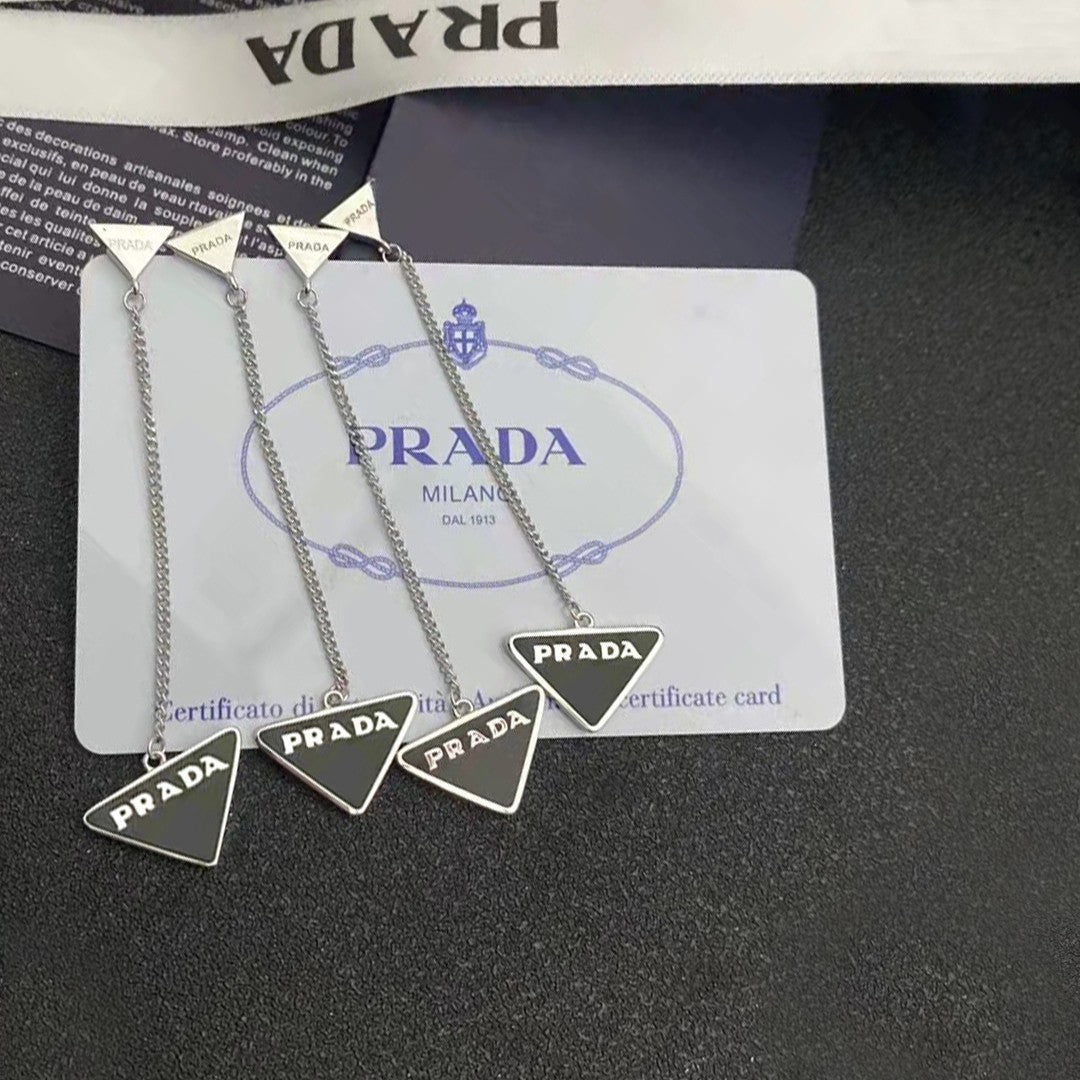 PRADA Logo Detail Chain Earrings