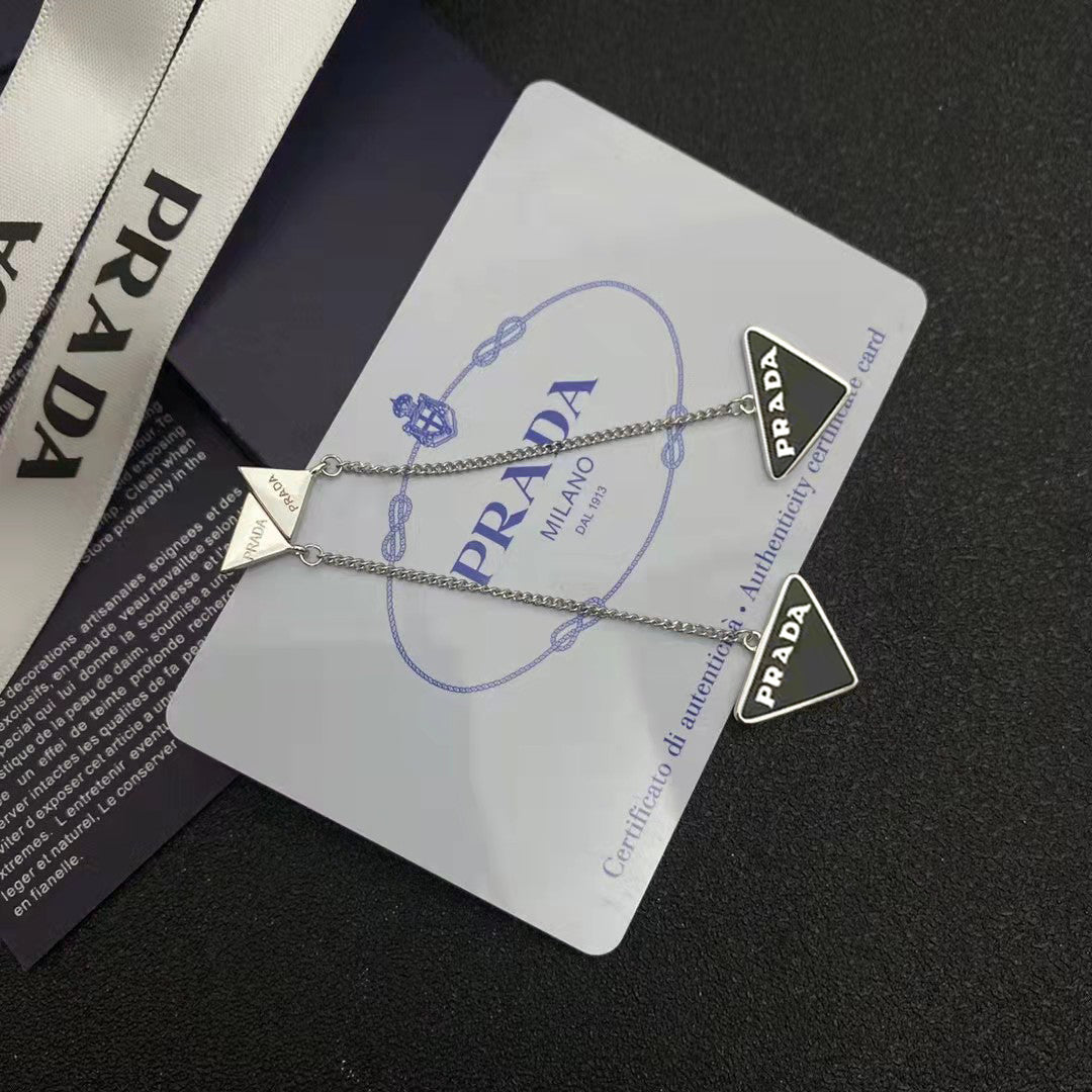 PRADA Logo Detail Chain Earrings