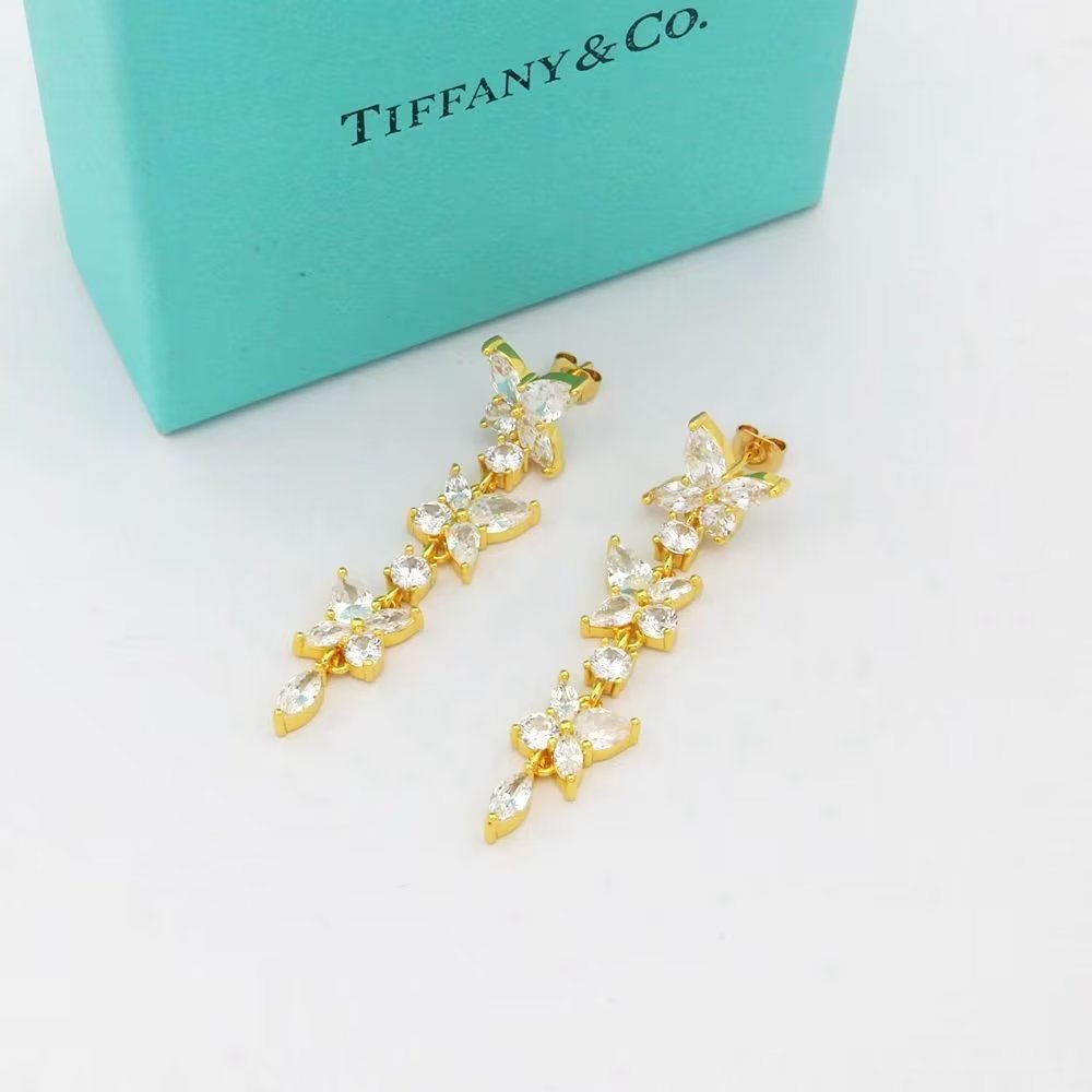 Tiffany & Co. Full-diamond floral cluster stud earrings