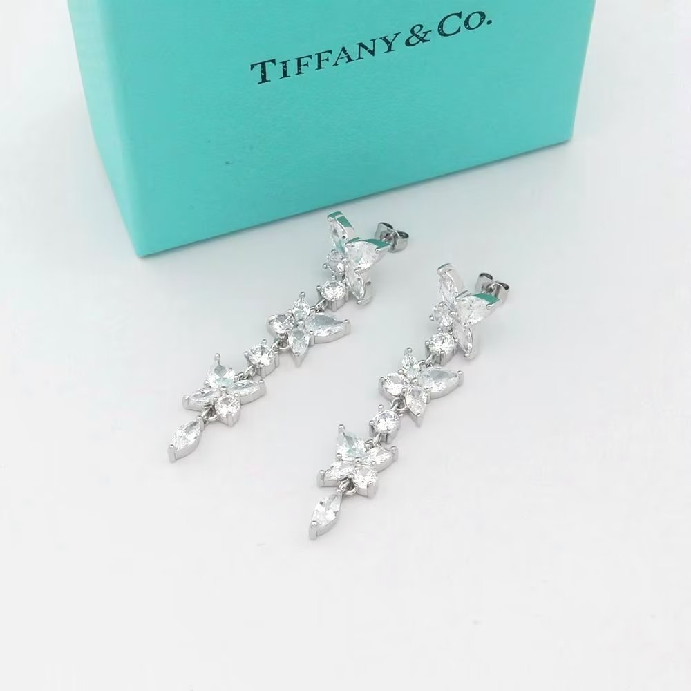 Tiffany & Co. Full-diamond floral cluster stud earrings