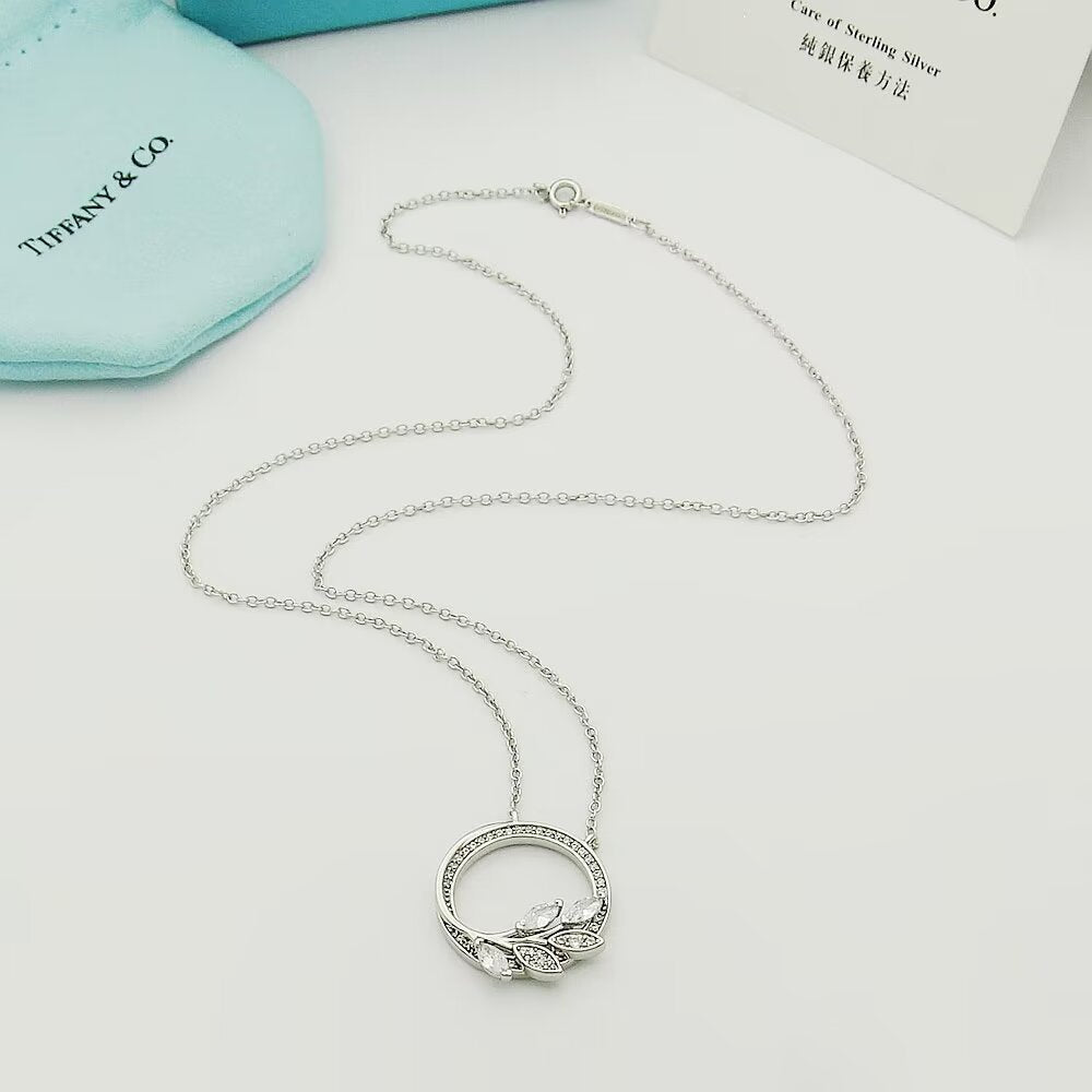 Tiffany Diamond-set vine hoop necklace