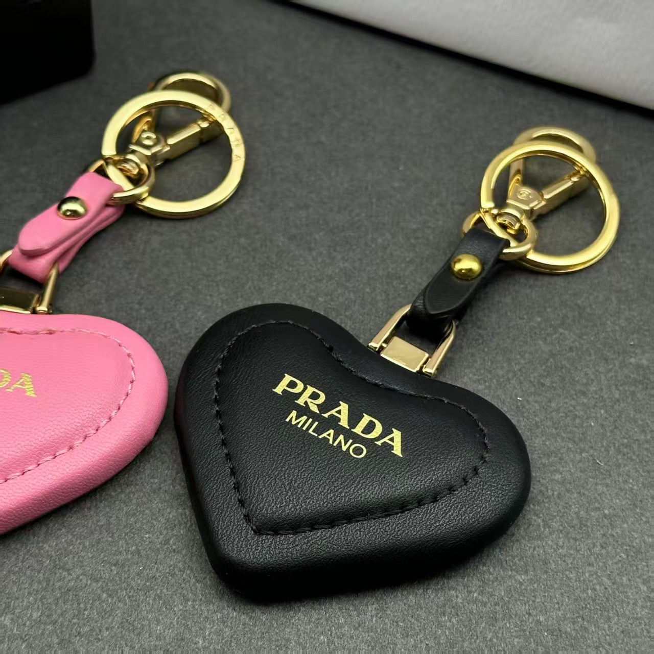 PRADA Leather Heart Keychain