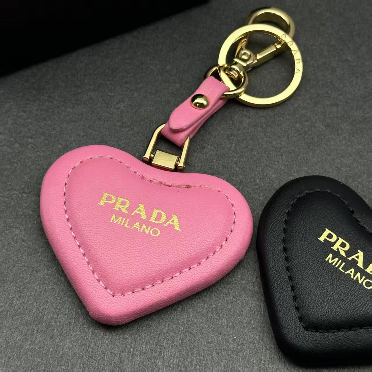 PRADA Leather Heart Keychain