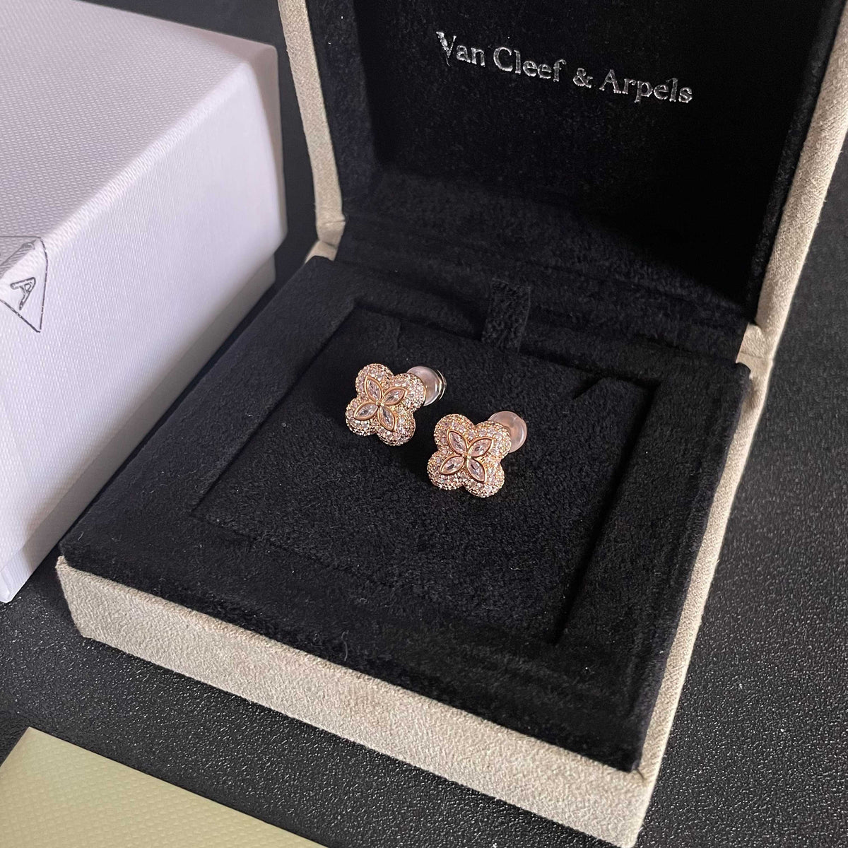 Van Cleef & Arpels Pavé Diamond Clover Stud Earrings