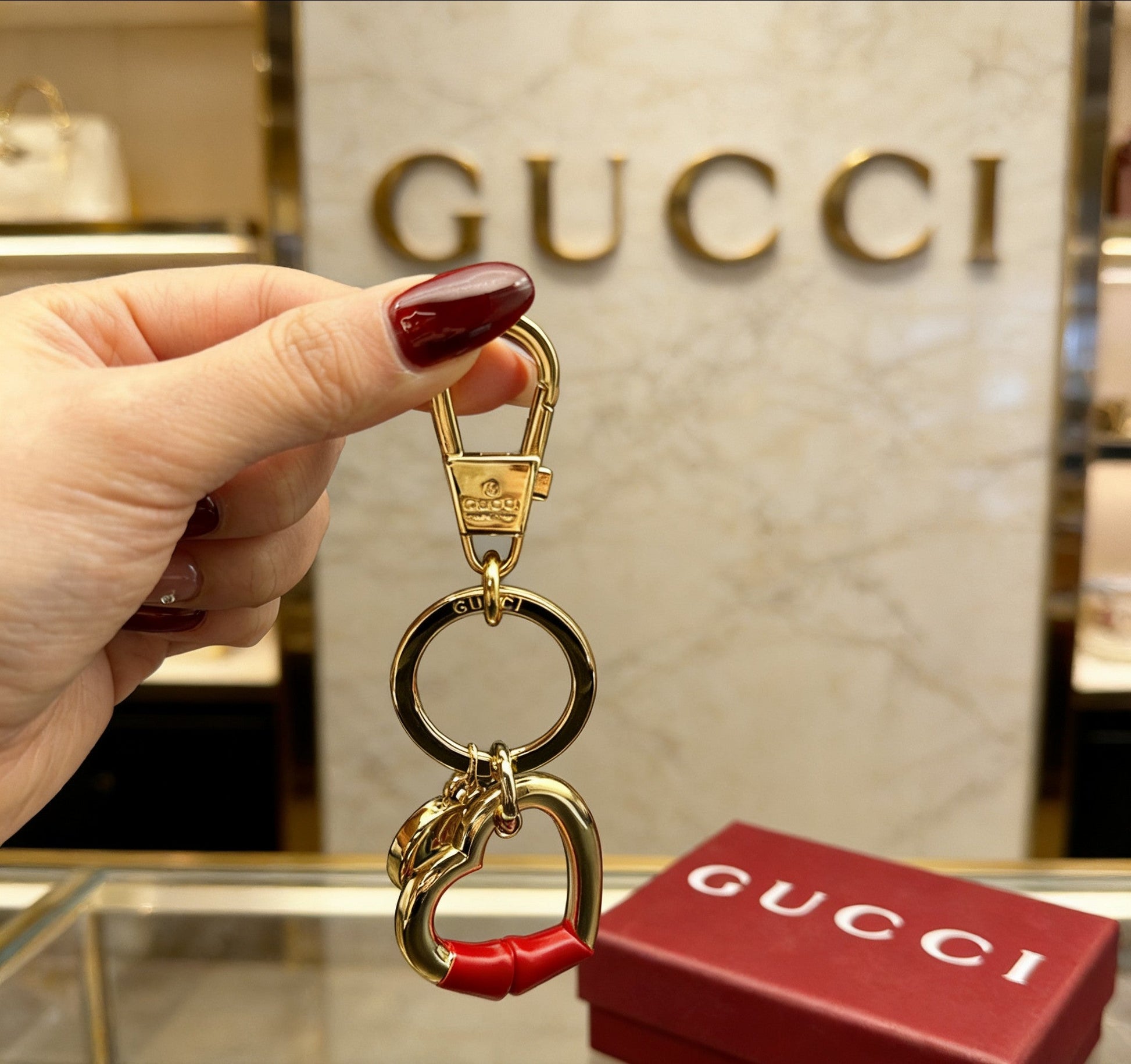 Gucci Double G Heart Keychain