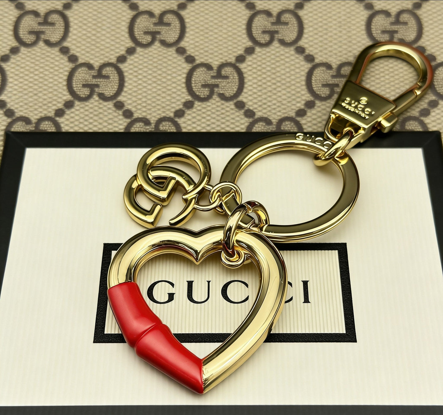 Gucci Double G Heart Keychain