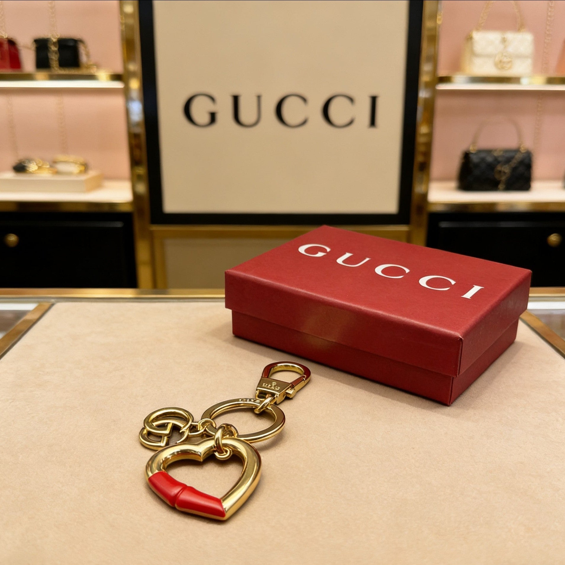 Gucci Double G Heart Keychain