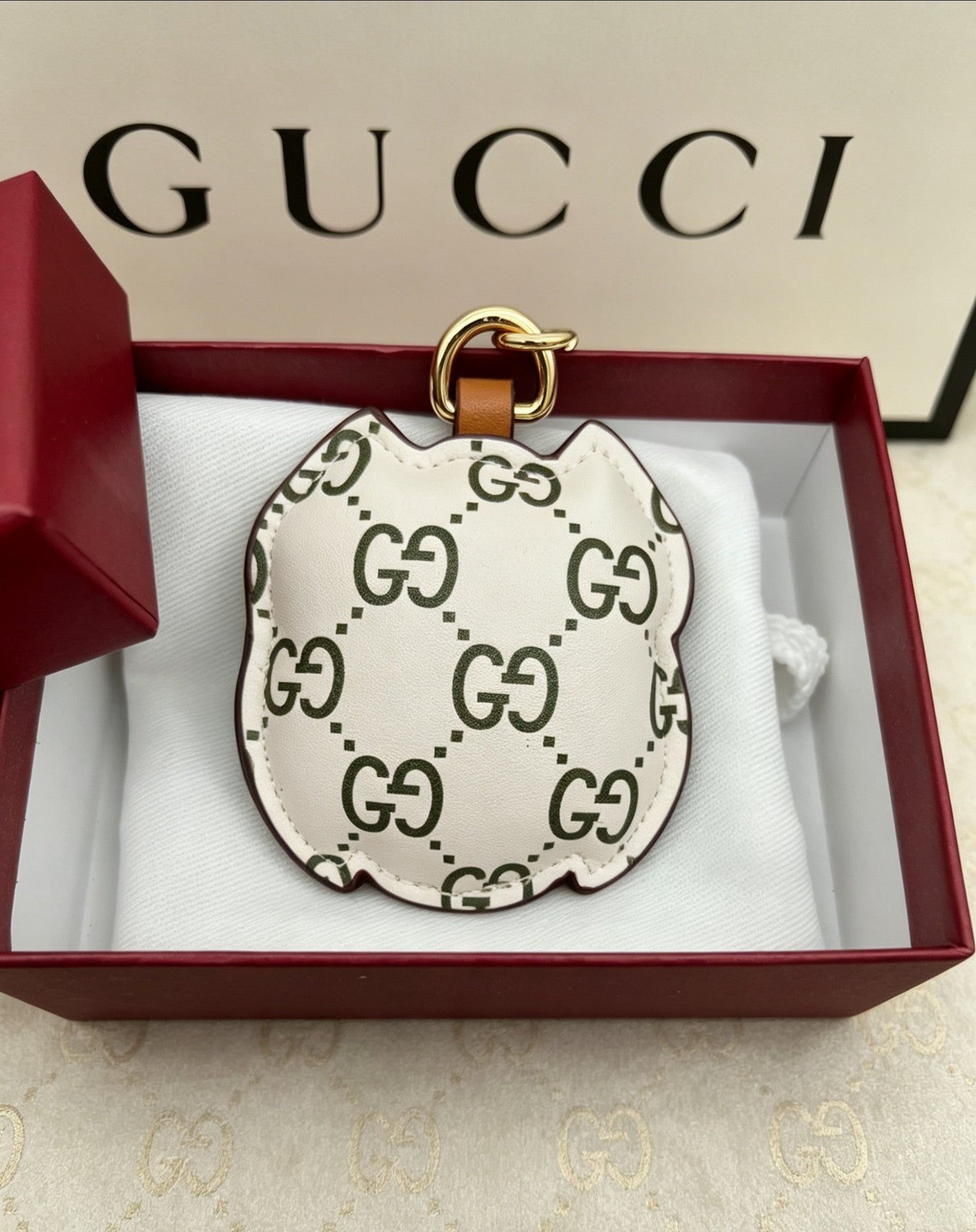 Gucci Leather Double G Keychain