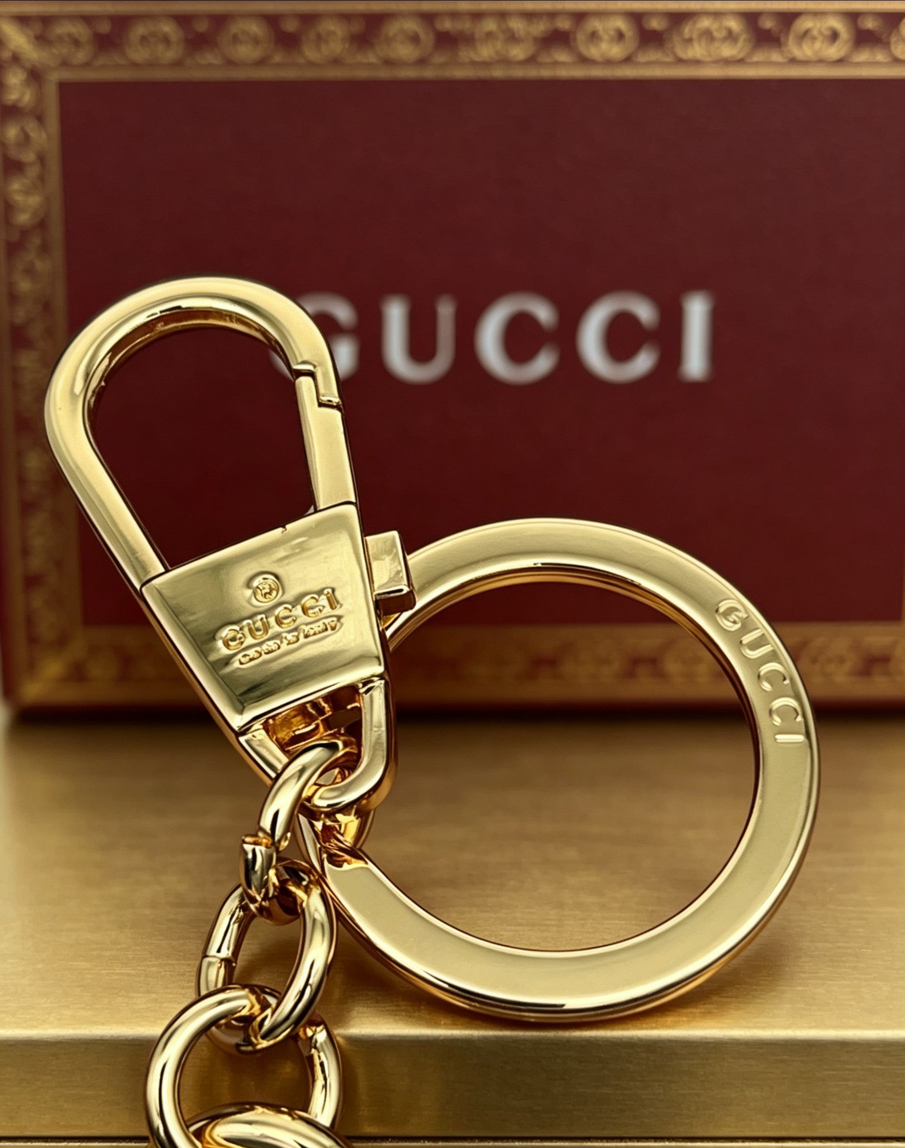 Gucci Leather Double G Keychain