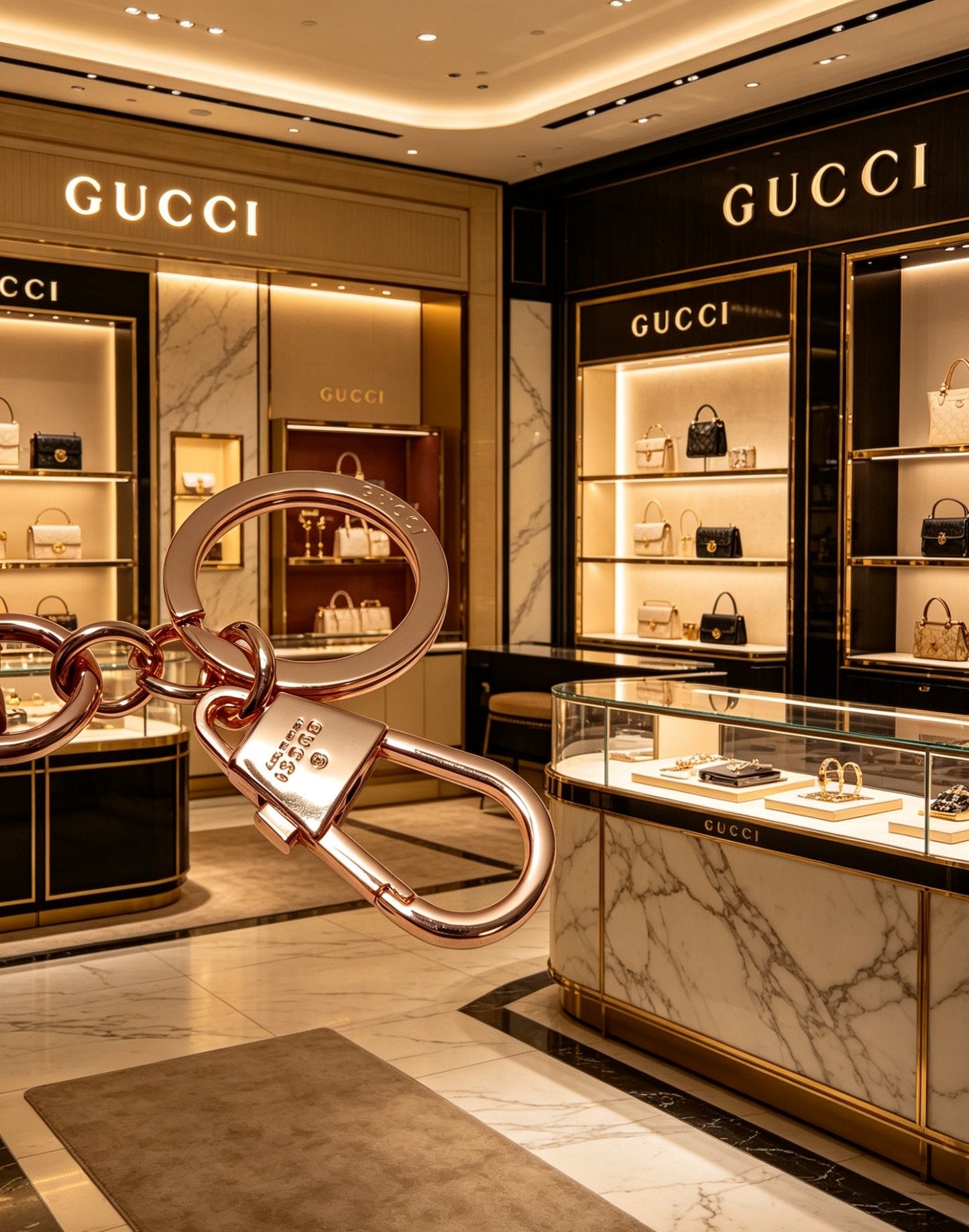 Gucci Leather Double G Keychain