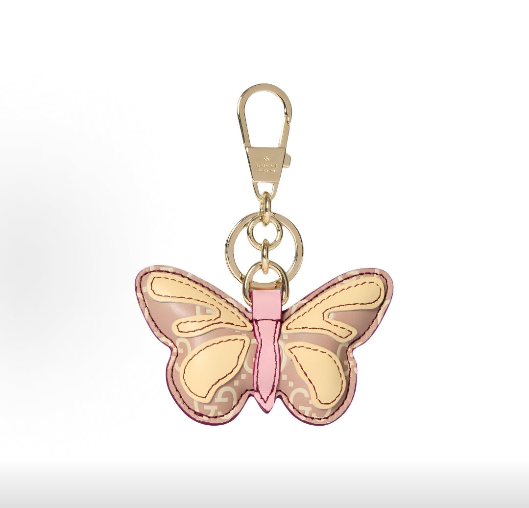 Gucci Gold-Plated Leather Keychain
