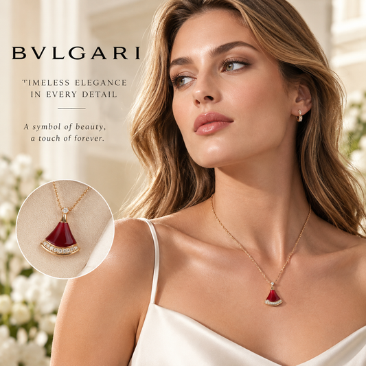 BVLGARI Red Fan Pendant Necklace