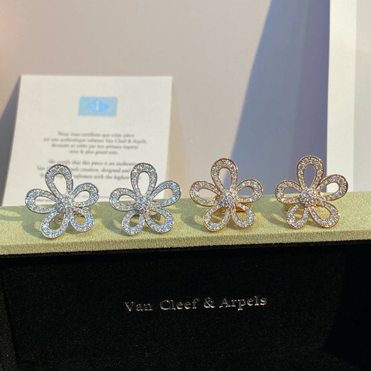 Van Cleef & Arpels Large Flower Full-Diamond Earrings
